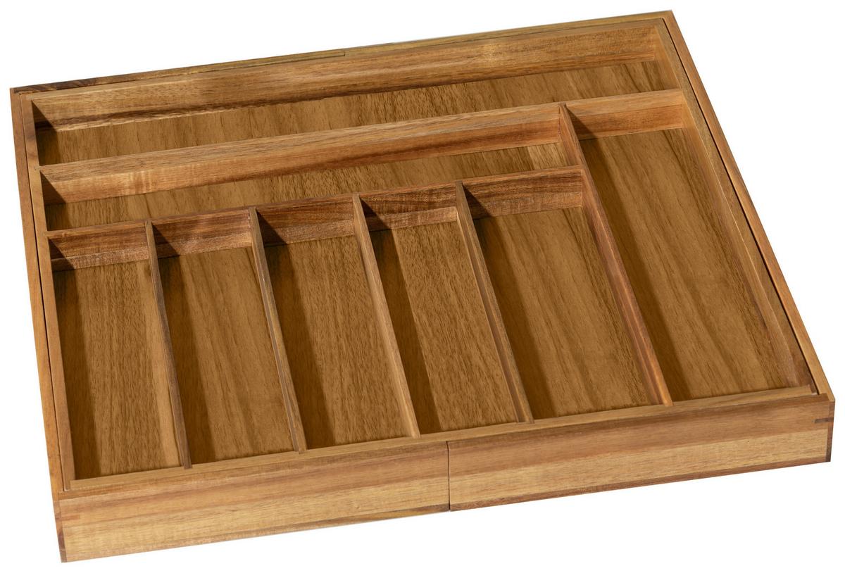 Evőeszköztartó Fiókbetét Wk018-A *TOP ÁR* - akáciaszínű/ekrü, Basics, fa (45-65/5/43,5cm) - Best Price