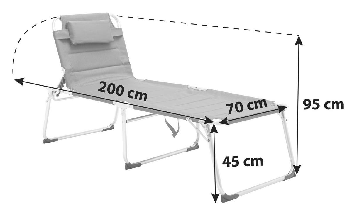 Sonnenliege Klenia Aluminium, Textil mit Kissen - Grau, MODERN, Textil/Metall (70/45/95/200cm) - Ondega