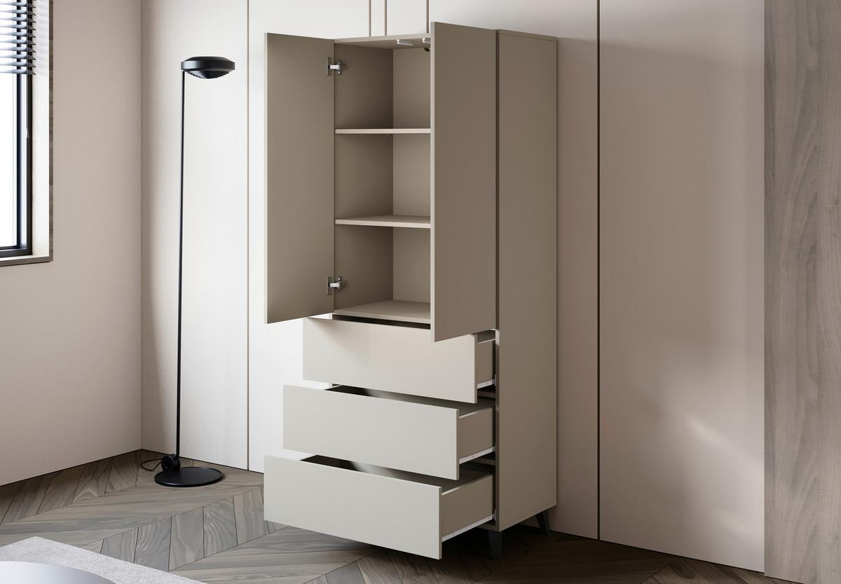 Highboard Phuket kaschmir B: 70cm - Kaschmir/Schwarz, Design, Holzwerkstoff (70/170/39cm) - P & B