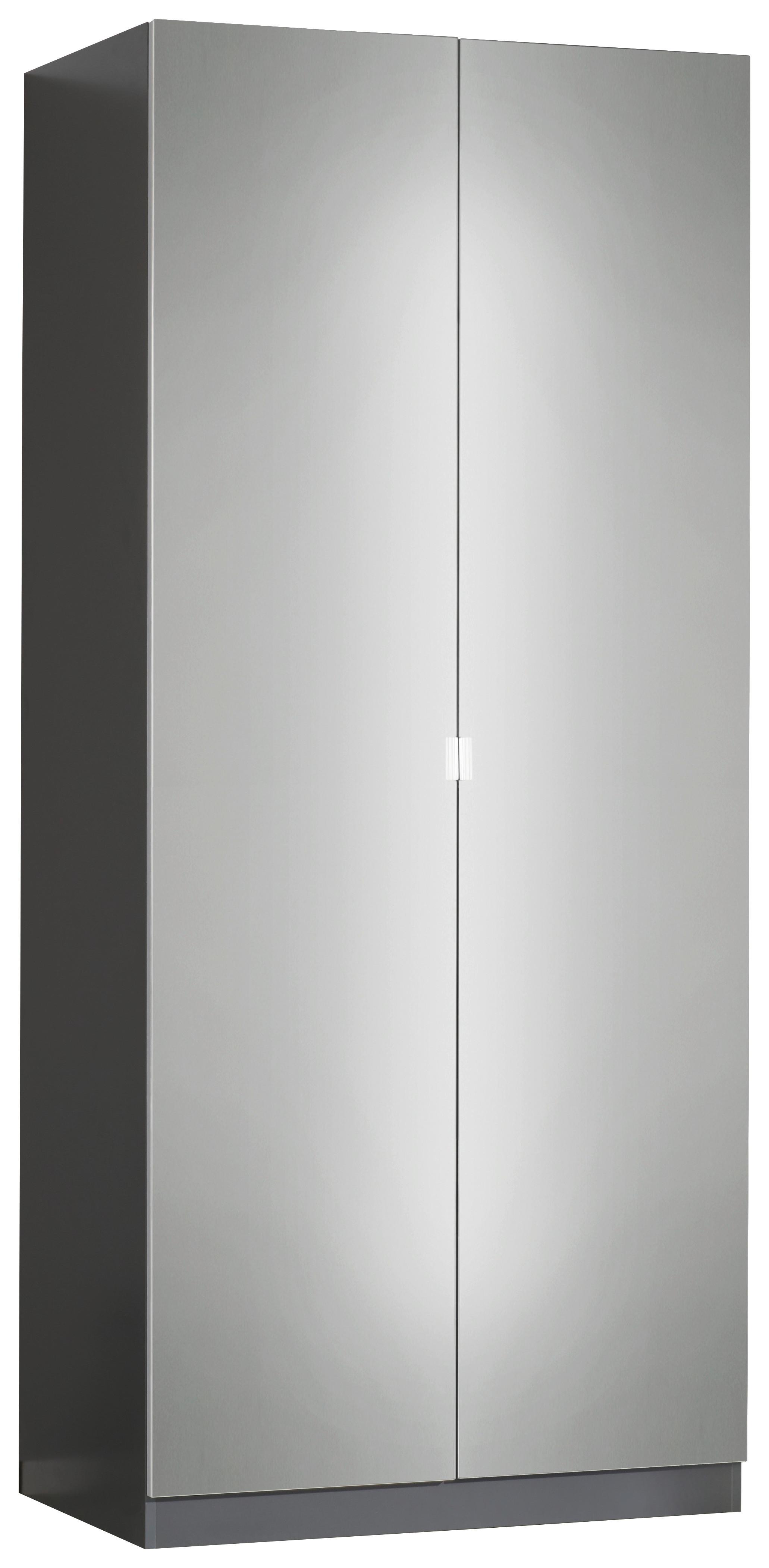 Drehtürenschrank Mit Spiegel 91,1cm Unit Anthrazit - Anthrazit, MODERN, Holzwerkstoff (91,1/210/58,3cm) - Ondega