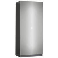 Drehtürenschrank Mit Spiegel 91,1cm Unit Anthrazit - Anthrazit, MODERN, Holzwerkstoff (91,1/210/58,3cm) - Ondega