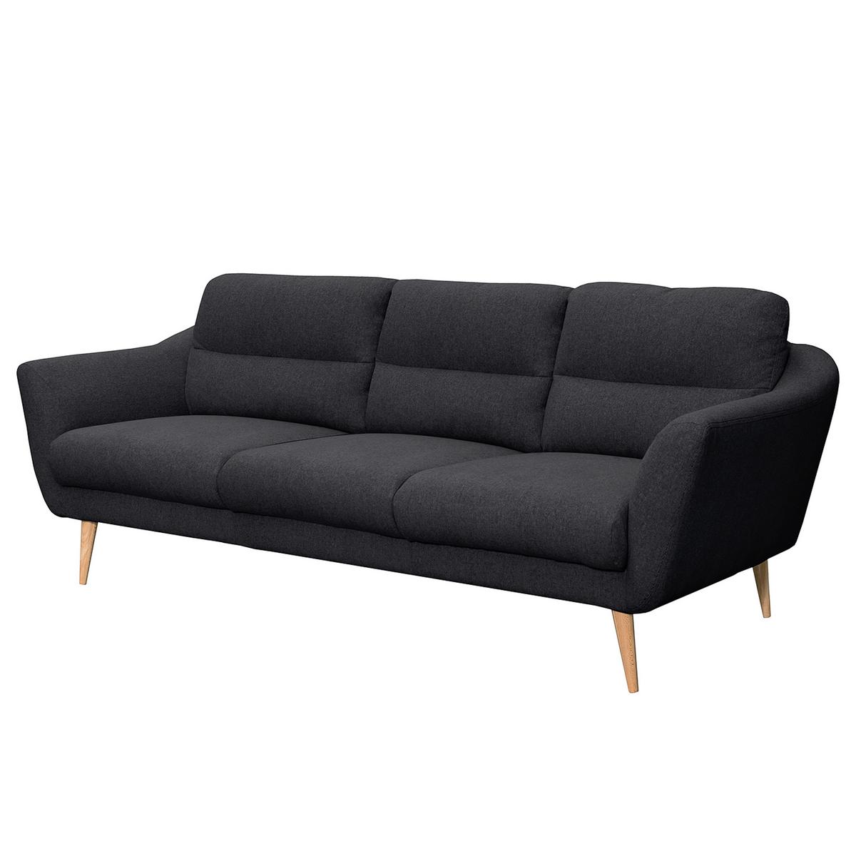 3-Sitzer-Sofa Tromso Anthrazit B: 209 cm - Anthrazit/Buchefarben, Design, Textil (209/87/88cm) - Livetastic
