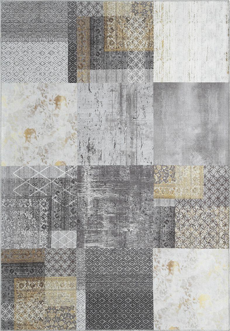 Plocho Tkaný Koberec Edessa 1, 80/200cm - sivá/zlatá, Moderný, textil (80/200cm) - Modern Living