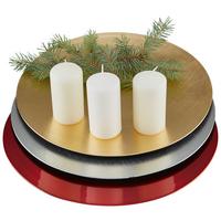 Dekoteller Roxana Rot/Silber/ Gold Kunststoff D: 32 cm - Rot/Silberfarben, KONVENTIONELL, Kunststoff (32cm) - Ondega