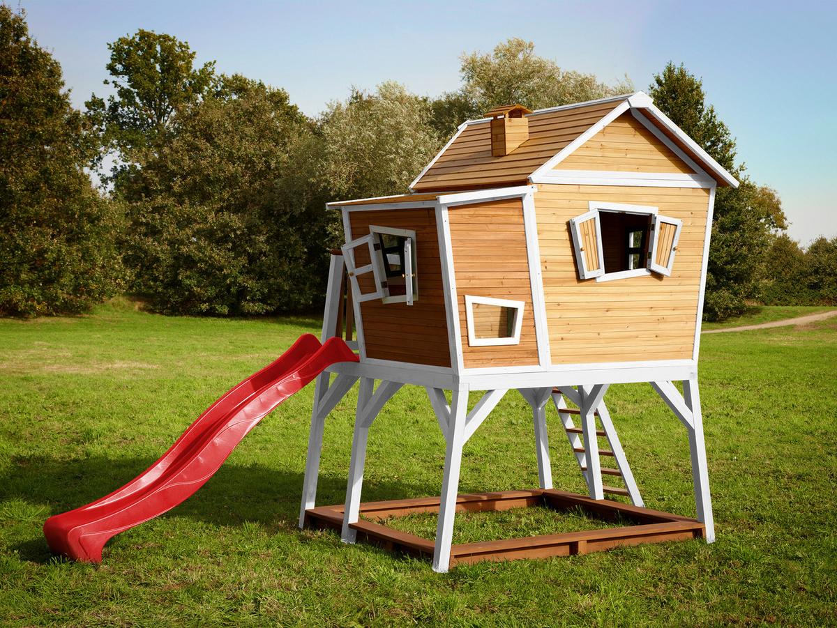 Spielturm A030.150.21 - Rot/Braun, KONVENTIONELL, Holz (432/288/193cm) - Ambia Garden