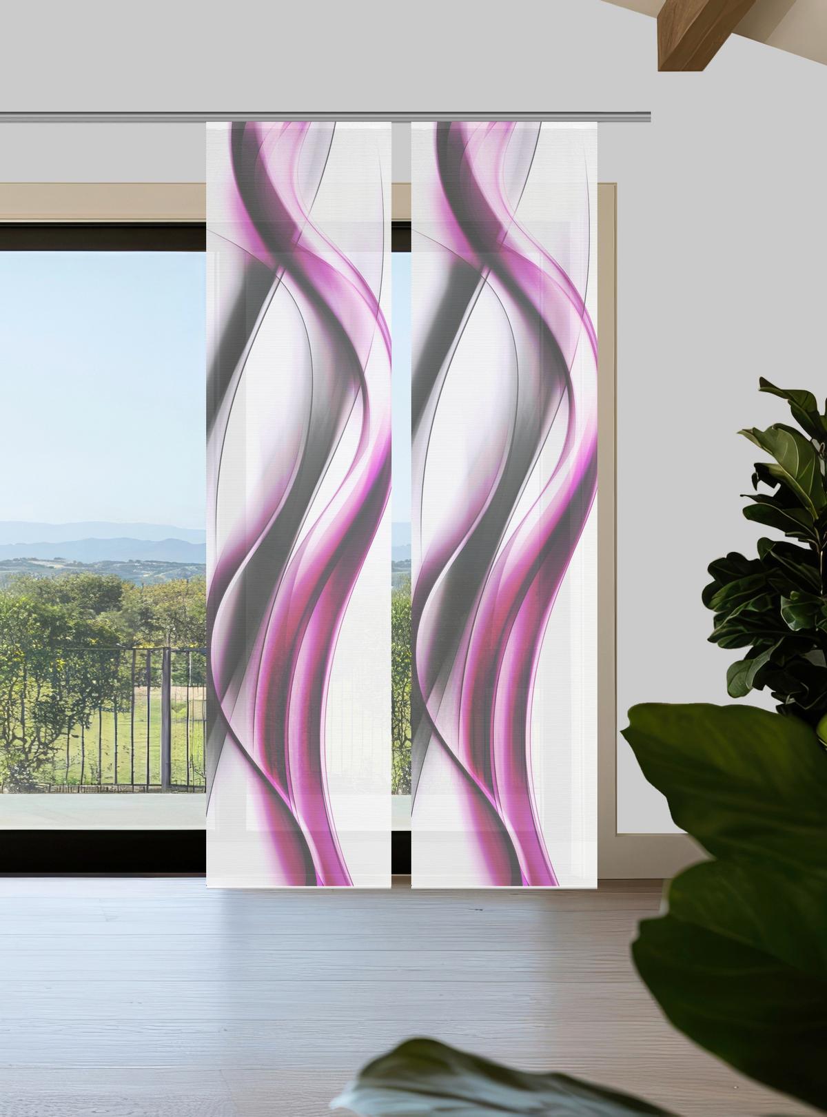 Flächenvorhang Cara 2er Set - Pink/Weiß, Design, Textil (60/260cm)