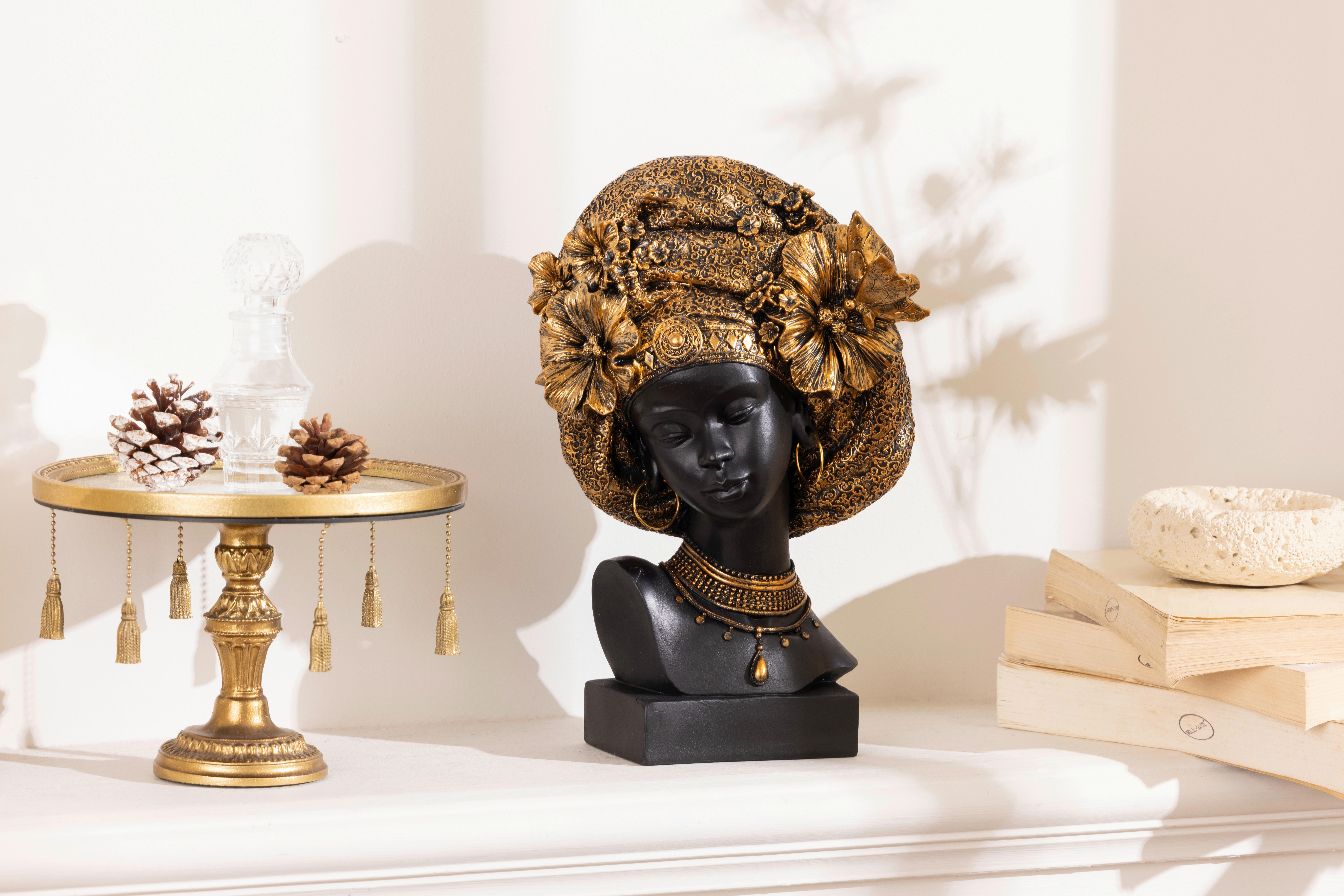 Skulptur Tamika - Goldfarben/Schwarz, KONVENTIONELL, Kunststoff/Metall (19/13,5/28,8cm) - James Wood