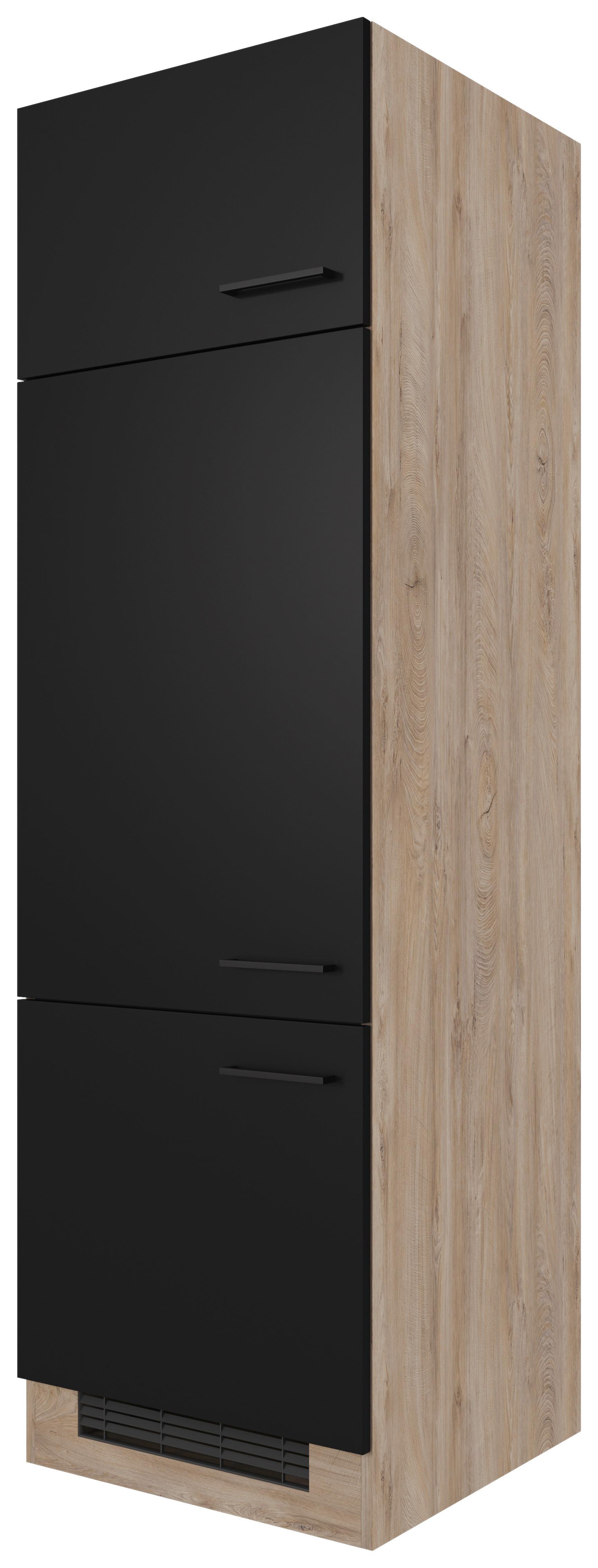 Skrinka na vstavané spotrebiče CAPRI - čierna/farba duba, Konventionell, kov/kompozitné drevo (60/200/57cm) - FlexWell