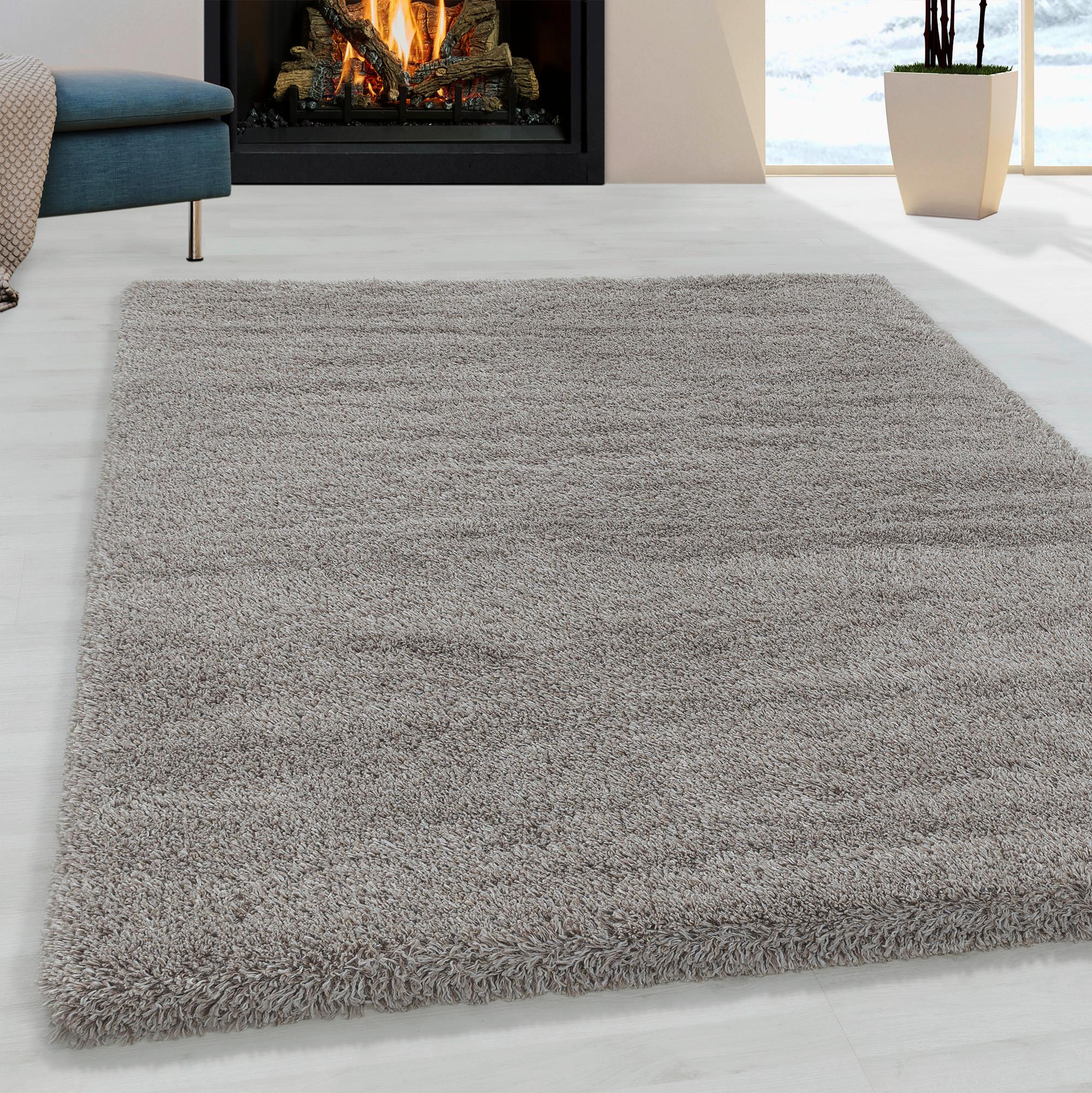 Hochflor Teppich Beige Naturfaser Fluffy 60x110 cm - Beige, Basics, Textil (60/110cm)