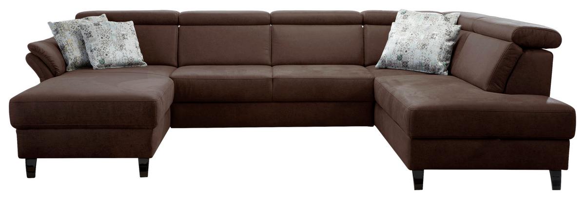 Wohnlandschaft Arngast rechts cognac, 165x317x193 cm - Cognac/Schwarz, KONVENTIONELL, Textil (165/317/193cm) - Sit & More