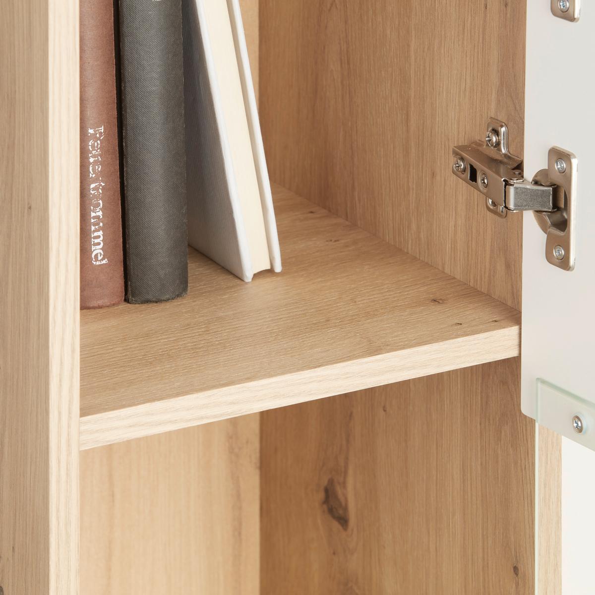 Hängevitrine Oslo - Eichefarben/Weiß Hochglanz, MODERN, Glas/Holzwerkstoff (30/130,2/31,6cm)