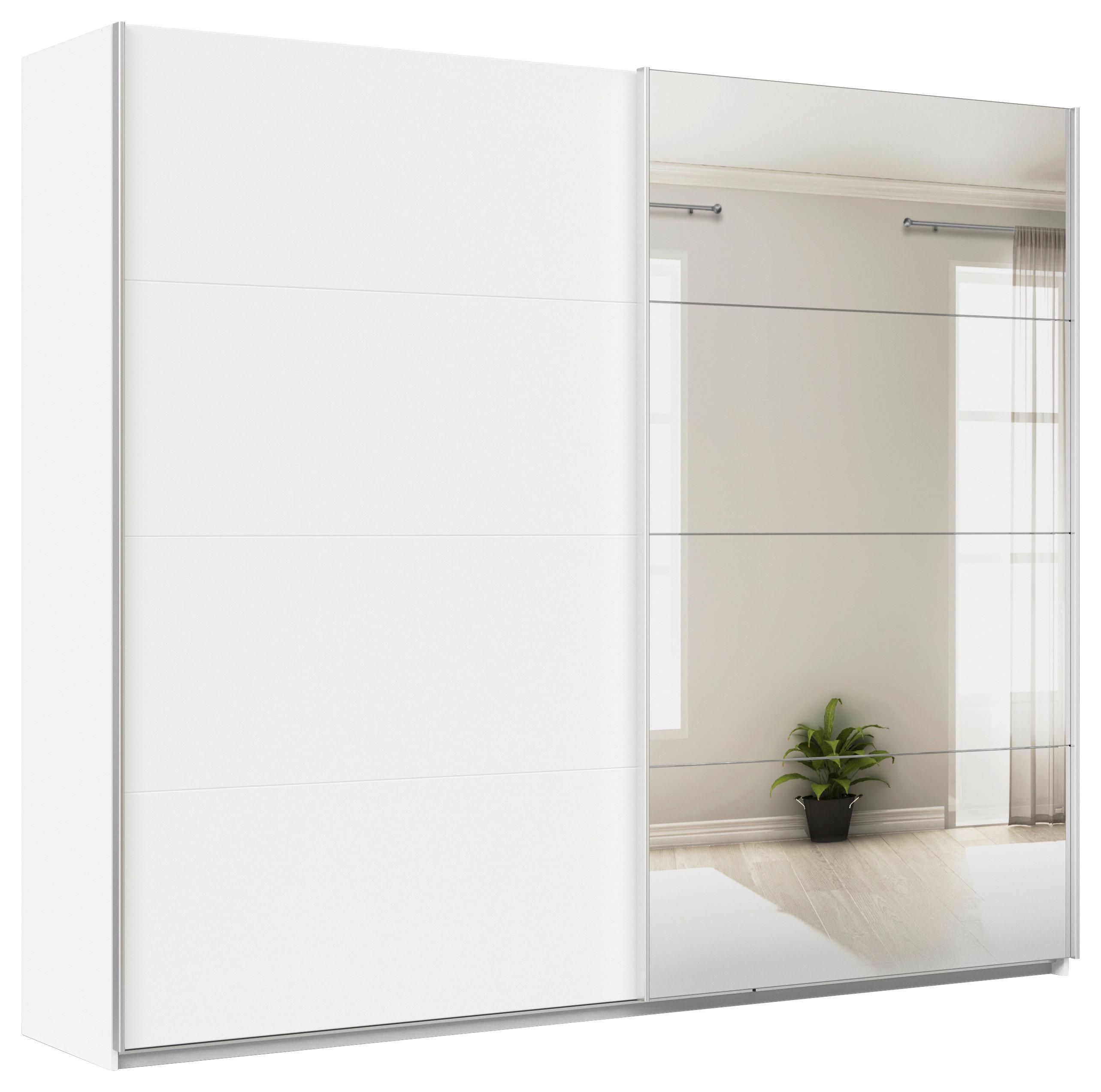 Schwebetüresnschrank + Spiegel B: 271cm Feldkirch Weiß - Silberfarben/Weiß, MODERN, Holzwerkstoff (271/229/62cm)