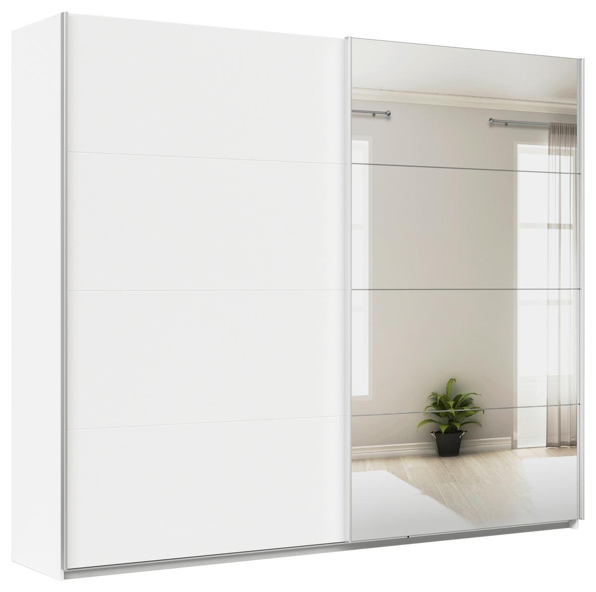 Schwebetüresnschrank + Spiegel B: 271cm Feldkirch Weiß - Silberfarben/Weiß, MODERN, Holzwerkstoff (271/229/62cm)