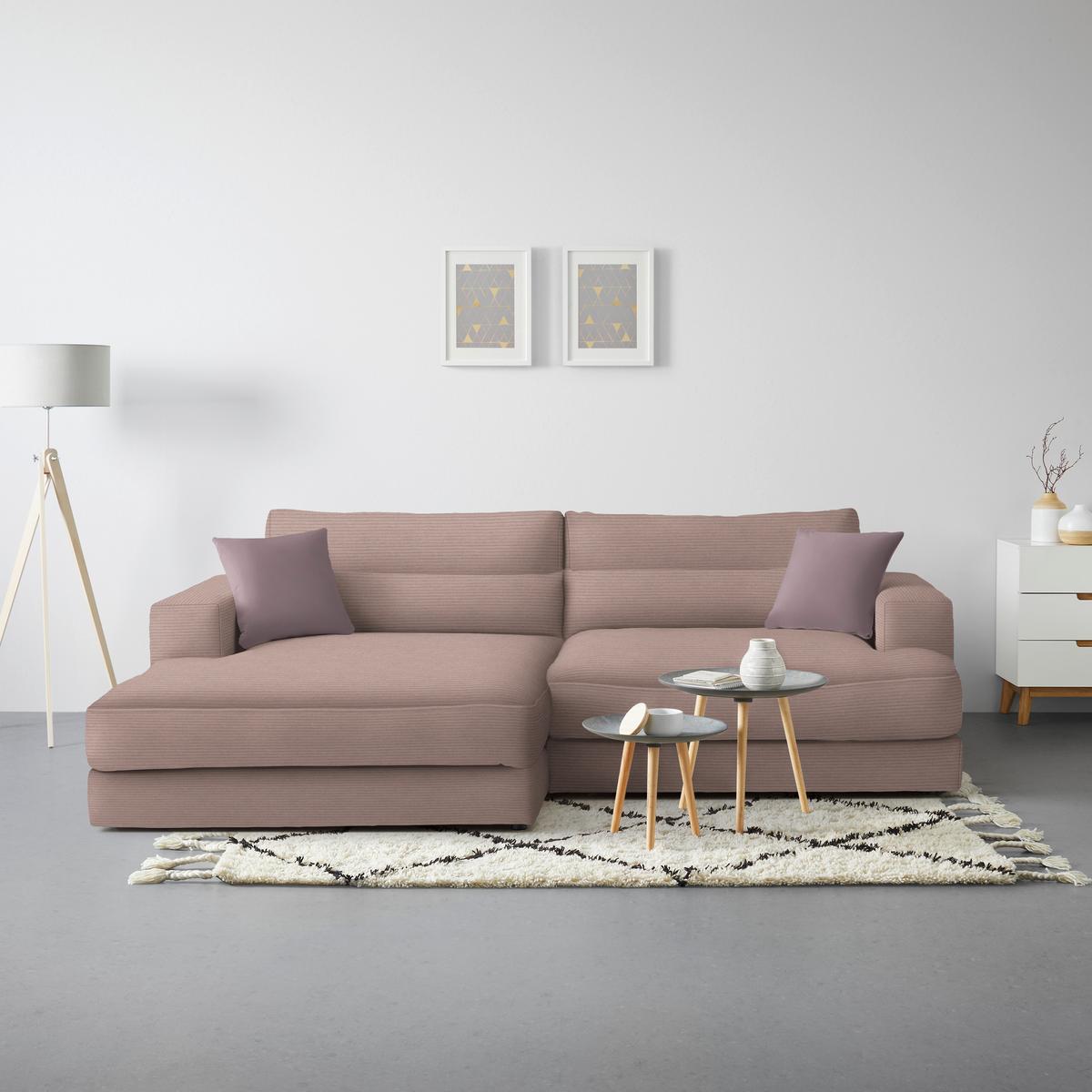 Rohová sedačka FABIONA, ľavá, orgovánový menč. / orgovánová - orgovánová/čierna, Modern, drevo/plast (194/268cm) - Premium Living
