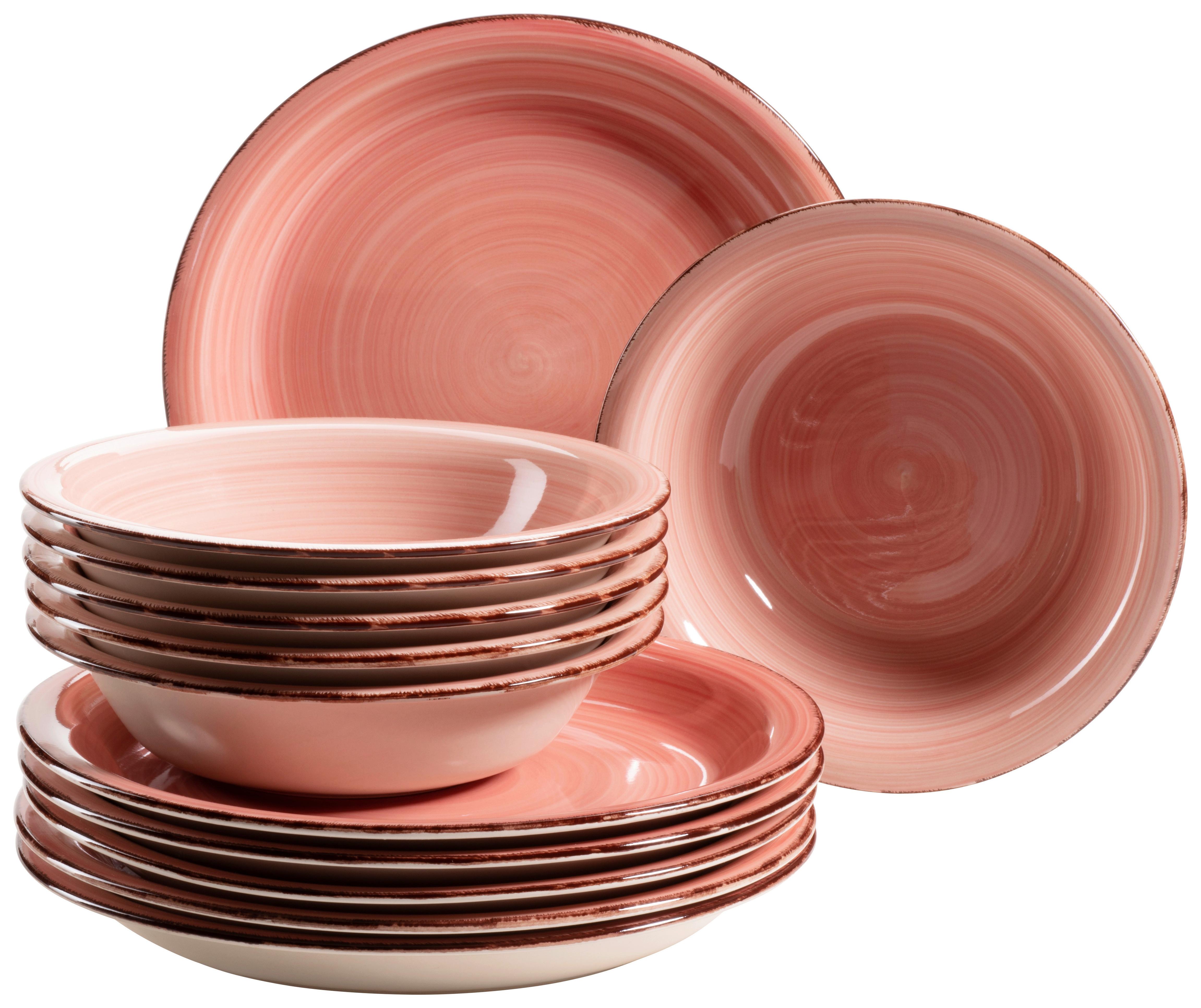 Tafelservice Lumaca Keramik 12-teilig 6 Personen Koralle - Koralle, Basics, Keramik - Mäser