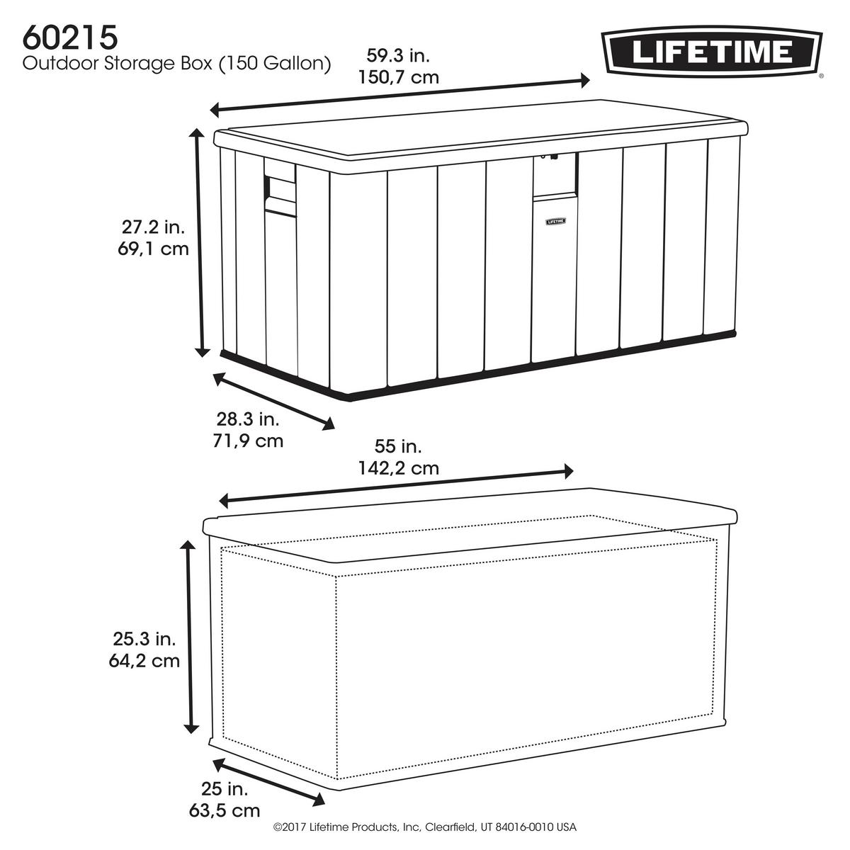 Kissenbox Wasserdicht 151x69x72 cm 570L Grau - Grau, Basics, Kunststoff (151/69/72cm)