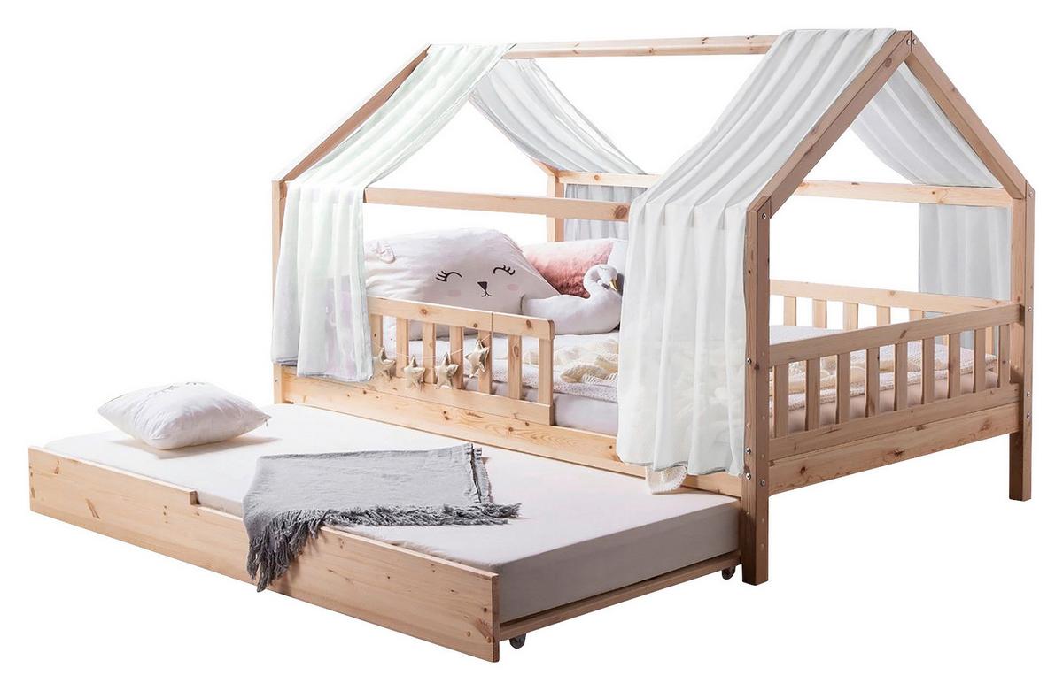 Hausbett Kim Naturfarben/Weiß 100x200cm - Naturfarben/Weiß, MODERN, Holz/Textil (100/200cm) - Livetastic