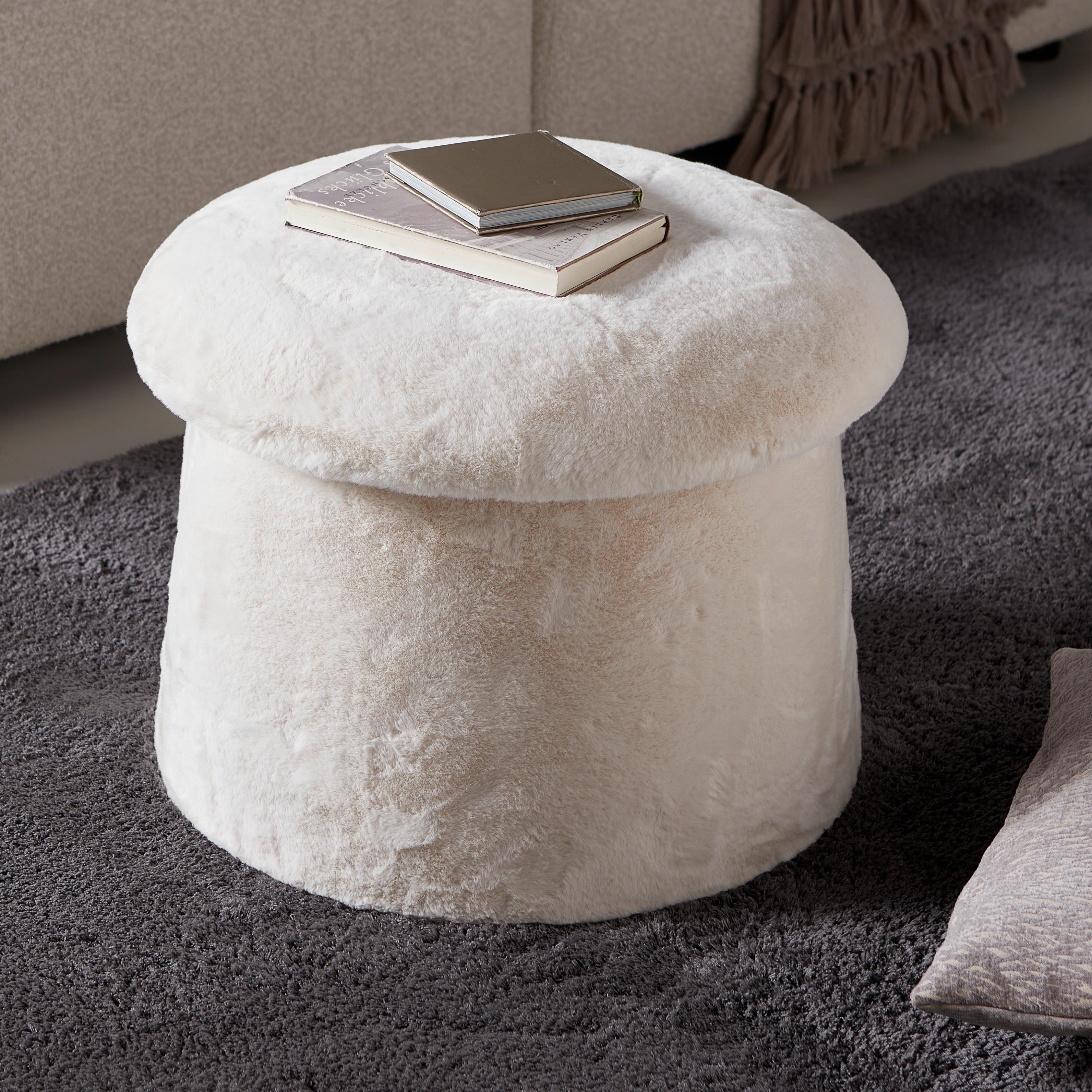 Taburet FUNGI -TREND- - sivohnedá, Romantik / Landhaus, kompozitné drevo/textil (51/39/51cm) - Premium Living