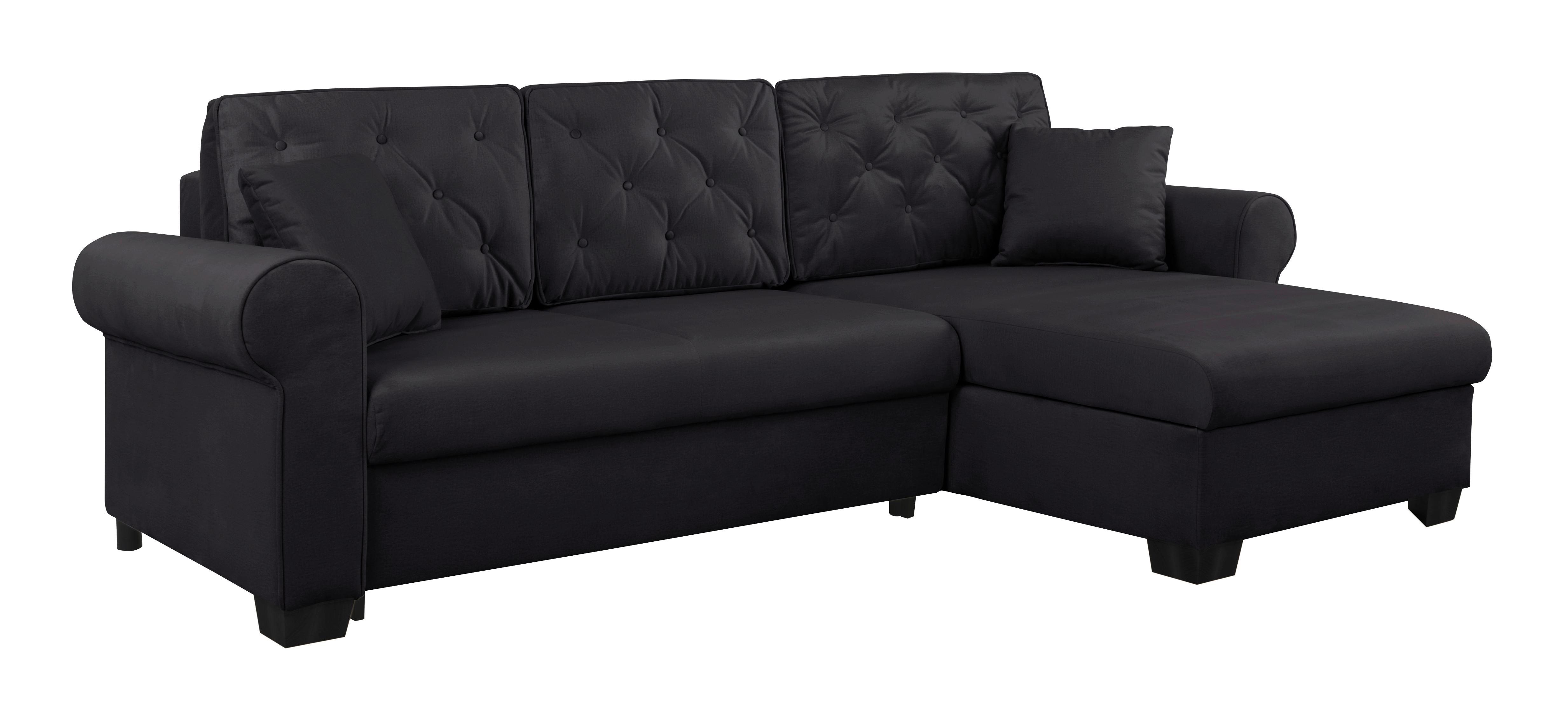 Ecksofa Arles Schwarz 25 S: 266x161 Cm - Buchefarben/Schwarz, Design, Textil (266/161cm) - MID.YOU