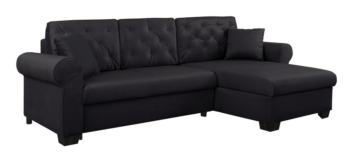 Ecksofa Arles Schwarz 25 S: 266x161 Cm - Buchefarben/Schwarz, Design, Textil (266/161cm) - MID.YOU