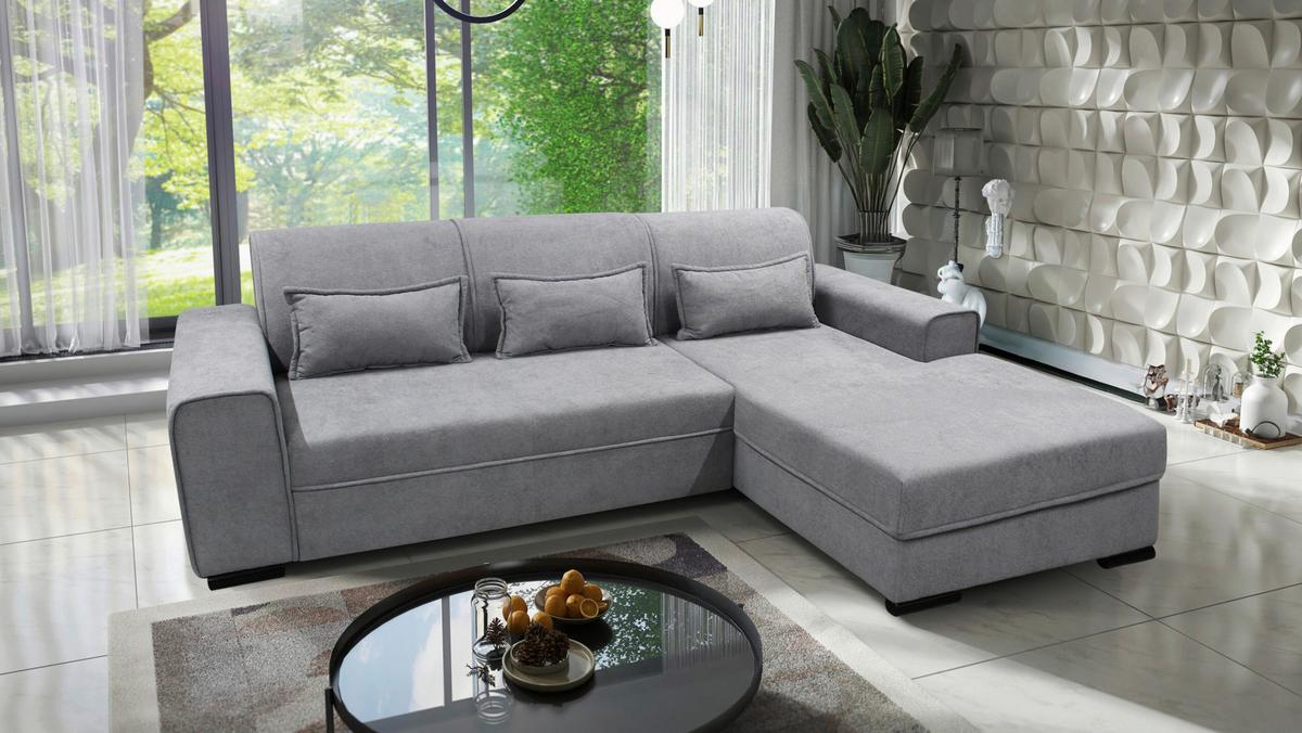 Ecksofa Classic Grau 270x175 Cm - Schwarz/Grau, Design, Textil (270/175cm) - MID.YOU