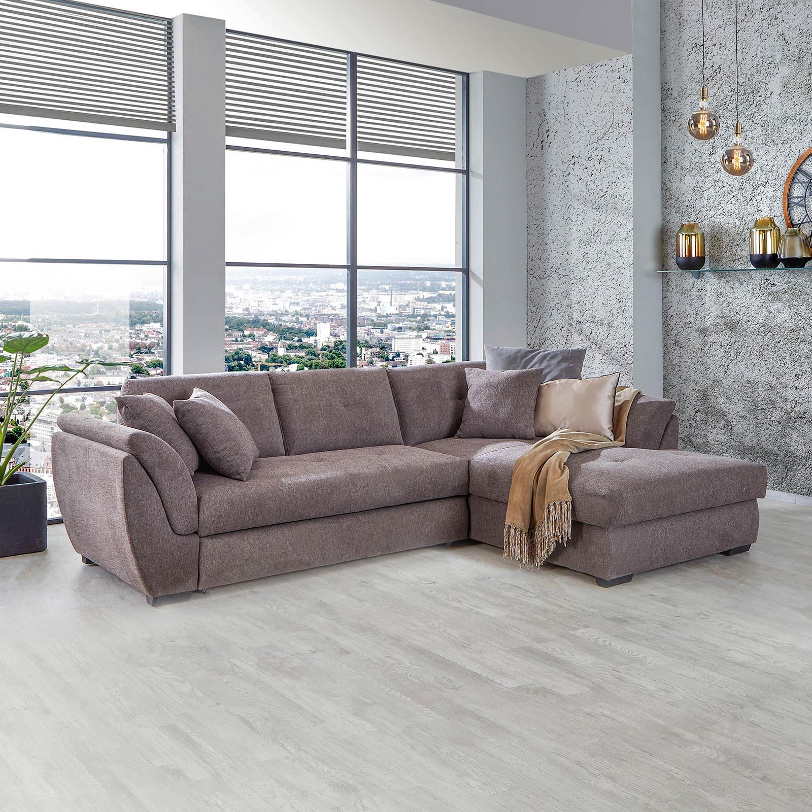 Ecksofa Berisso - Braun, Design, Textil (278/187cm) - Ondega
