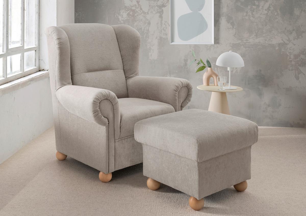 Hocker Torello Taupe B: 56cm - Taupe/Wildeiche, KONVENTIONELL, Textil (56/46/56cm) - Livetastic