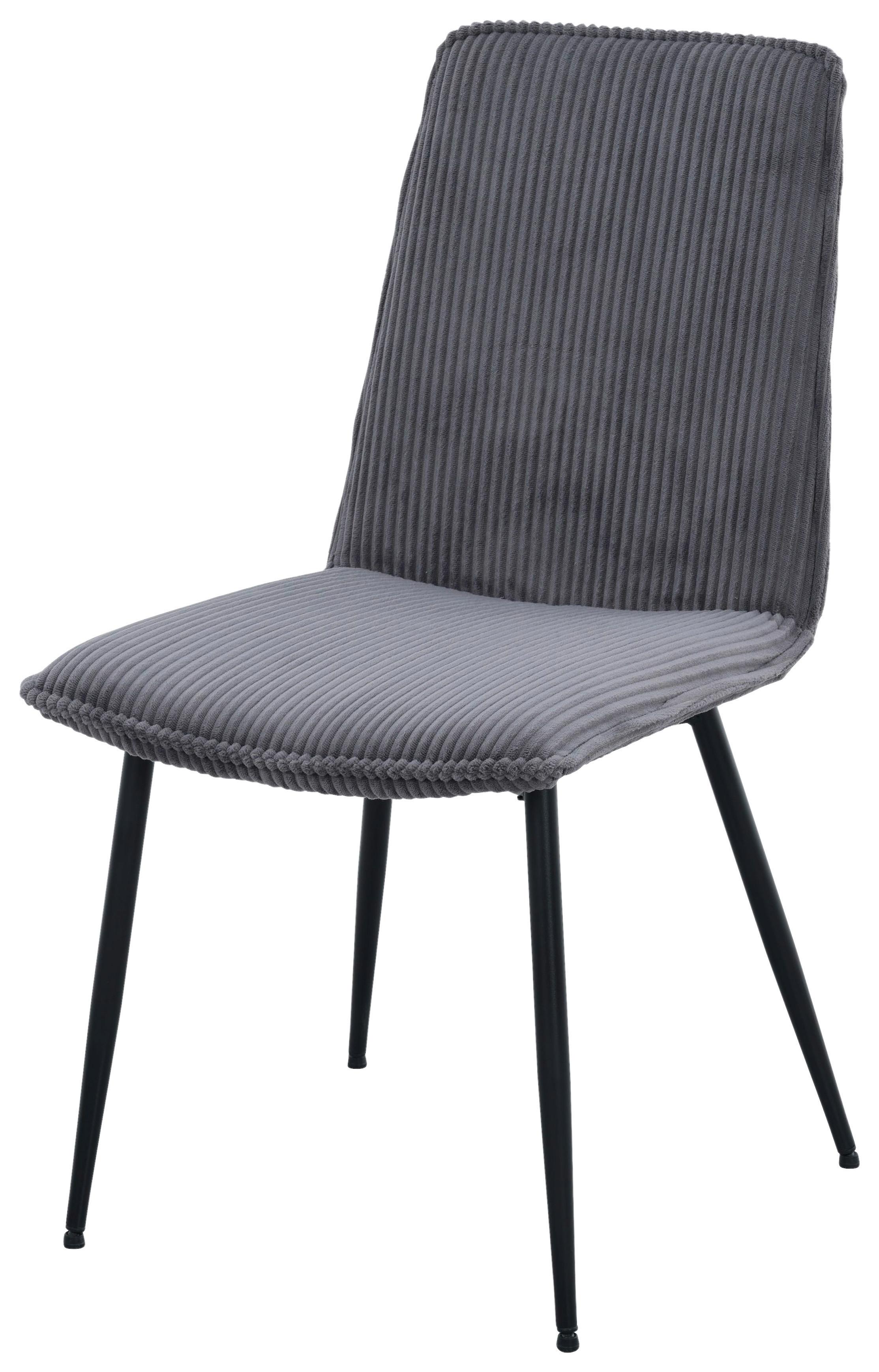 Vierfußstuhl Lorenzo Grau/Schwarz B: 47 cm - Schwarz/Grau, MODERN, Textil/Metall (47/91/61,5cm) - Livetastic