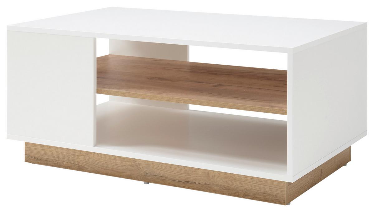 Couchtisch Clair Weiß/Eichefarben B: 100 cm - Eichefarben/Weiß, Design, Holzwerkstoff (100/46/60cm) - MID.YOU