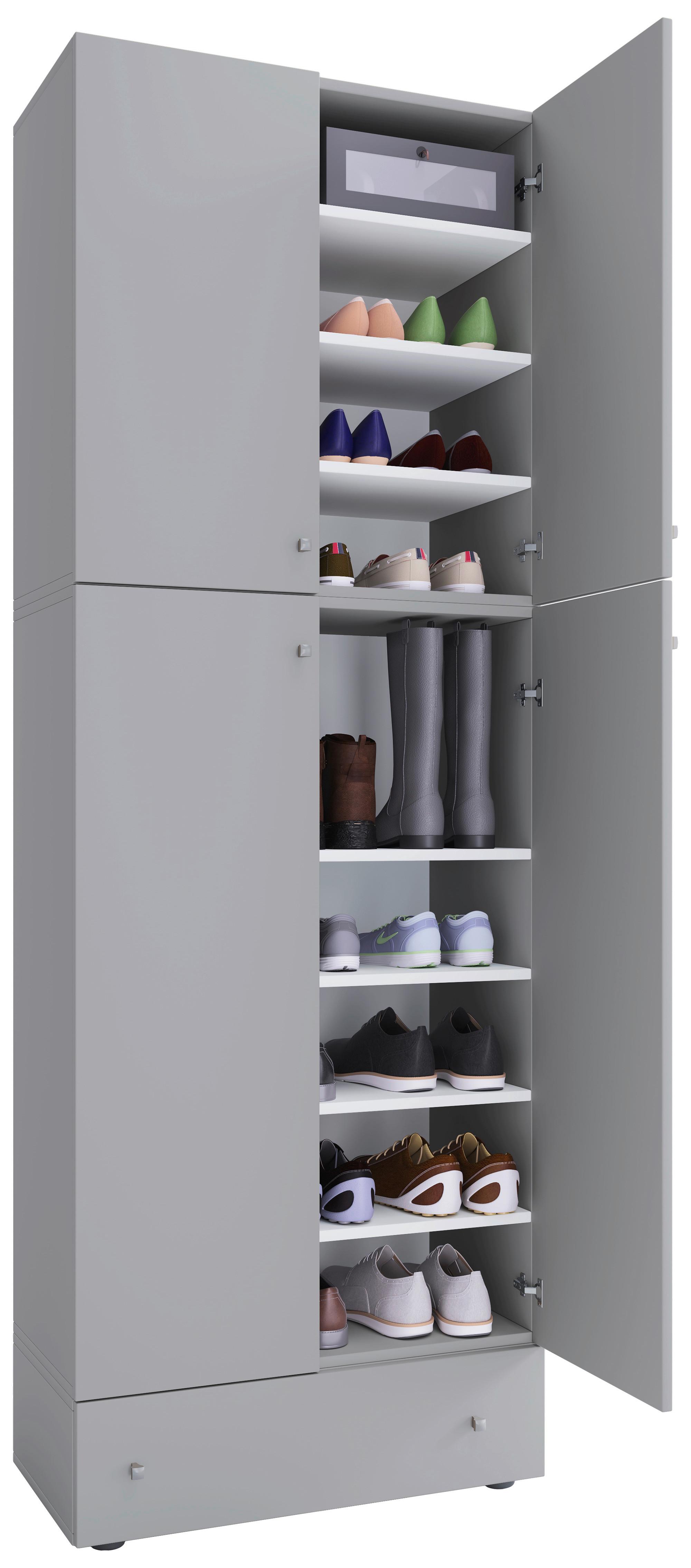 Schuhschrank Lona XXL Grau B: 70 cm - Schwarz/Grau, MODERN, Holzwerkstoff (70/200/39cm) - MID.YOU