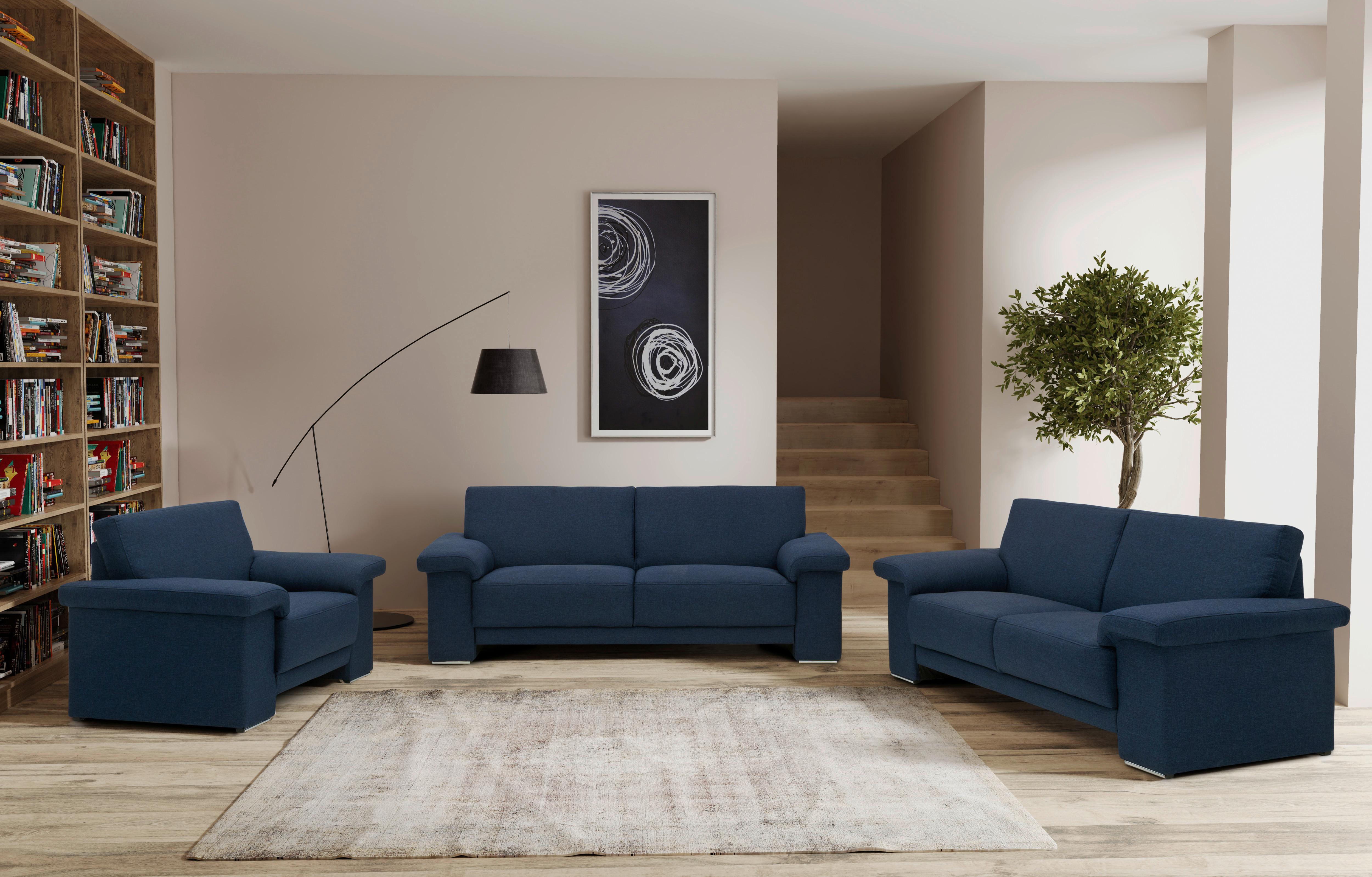 2-Sitzer-Sofa Arizona Dunkelblau - Chromfarben/Dunkelblau, KONVENTIONELL, Textil (185/84/91cm) - MID.YOU
