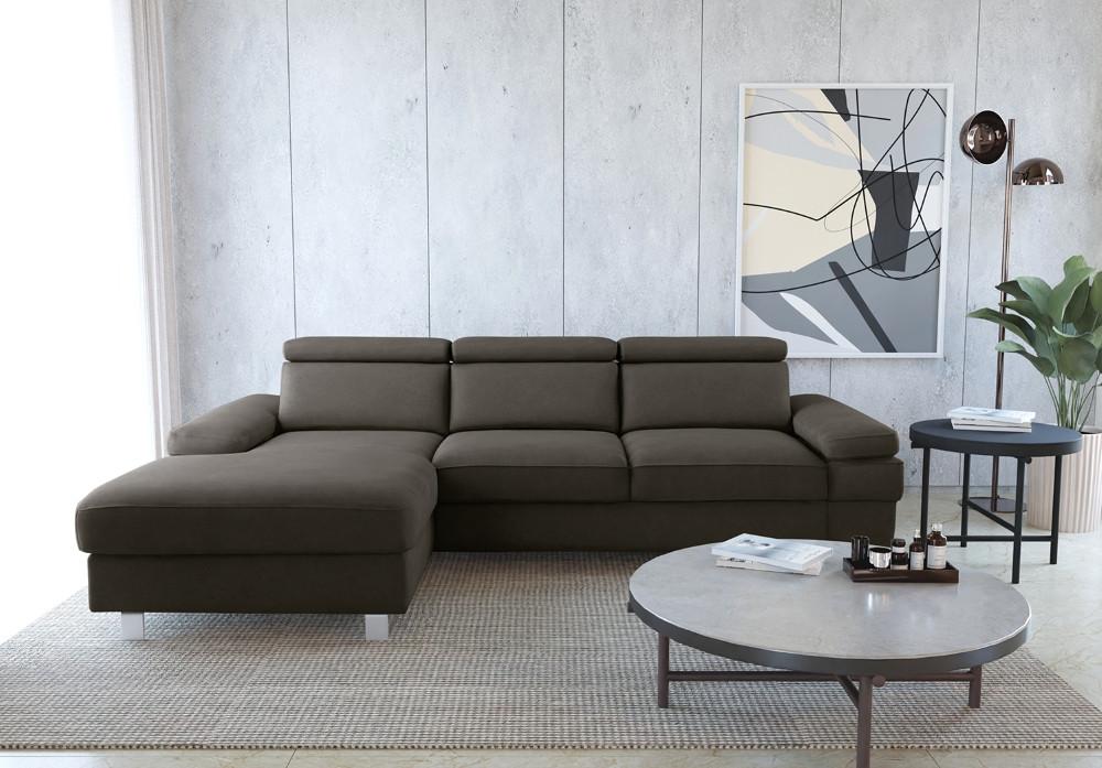 Ecksofa Elvis, Anthrazit S: 182x259 Cm - Anthrazit/Silberfarben, KONVENTIONELL, Textil (182/259cm) - Trendmanufaktur