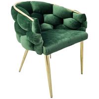 Sada stoličiek s podrúčkami 2ks/sada - zlatá/zelená, Modern, kov/textil (65/79/61cm) - MID.YOU