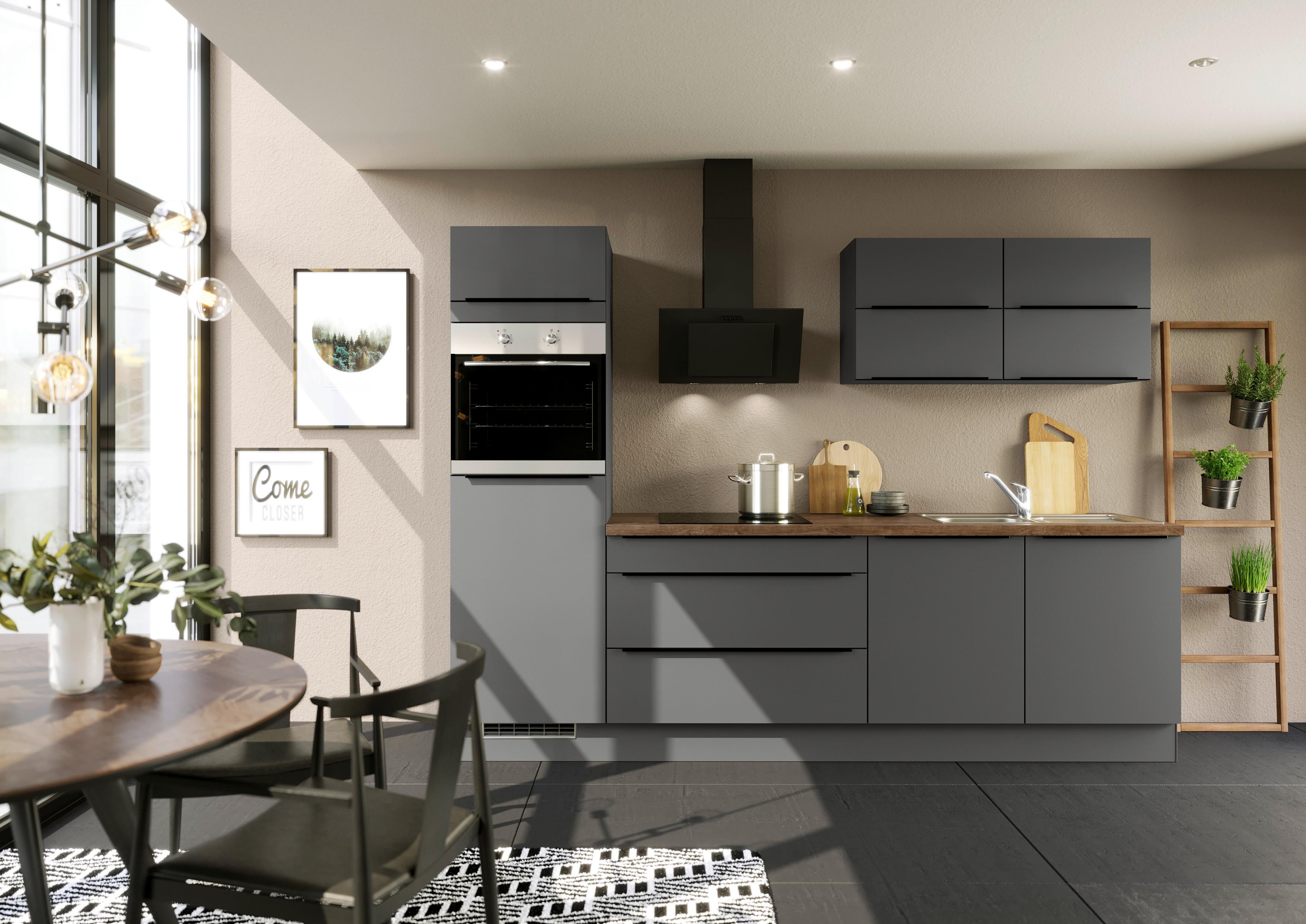 Küchenleerblock Ip3150 - Eiche dunkel/Graphitfarben, Design, Holzwerkstoff (280cm) - Impuls