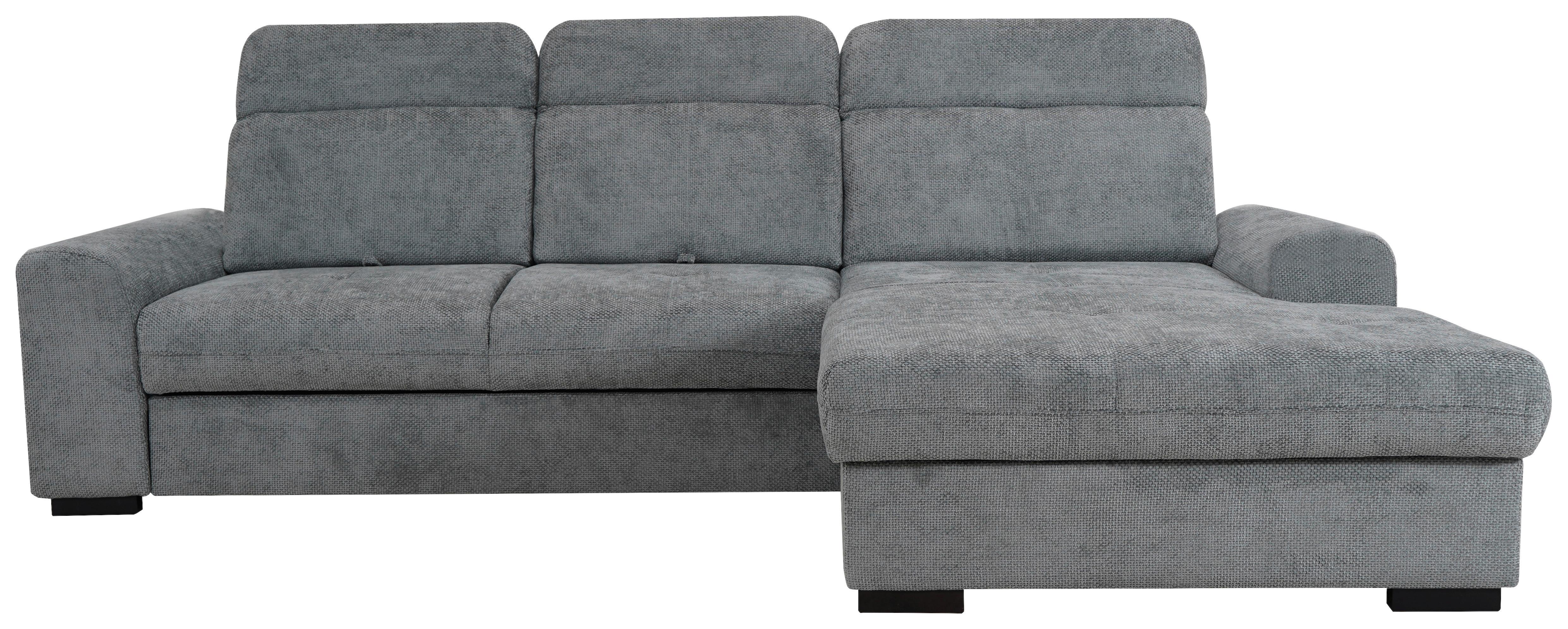 Ecksofa Malaga New Chenille Grau, Lf: 229x137cm - Schwarz/Grau, KONVENTIONELL, Textil (286/203cm) - Ondega
