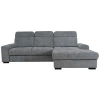 Ecksofa Malaga New Chenille Grau, Lf: 229x137cm - Schwarz/Grau, KONVENTIONELL, Textil (286/203cm) - Ondega