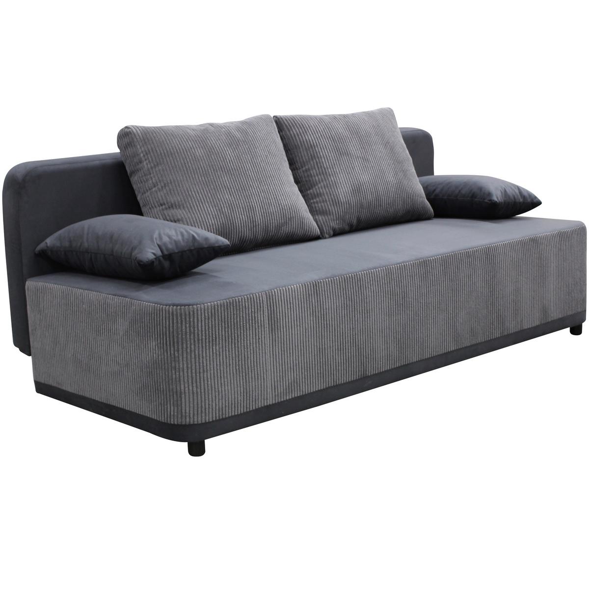 Schlafsofa Stella Grau B: 197 cm - Schwarz/Grau, Design, Textil (197/90/83cm) - MID.YOU
