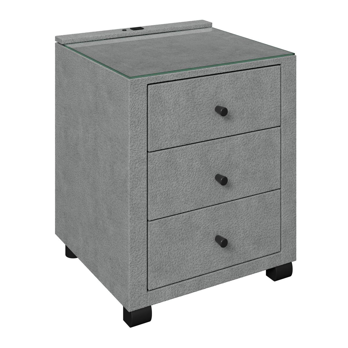 Nachtkästchen Elysia Dunkelgrau, B: 48 cm - Dunkelgrau, Trend, Glas/Holz (48/68/45,5cm) - Luca Bessoni