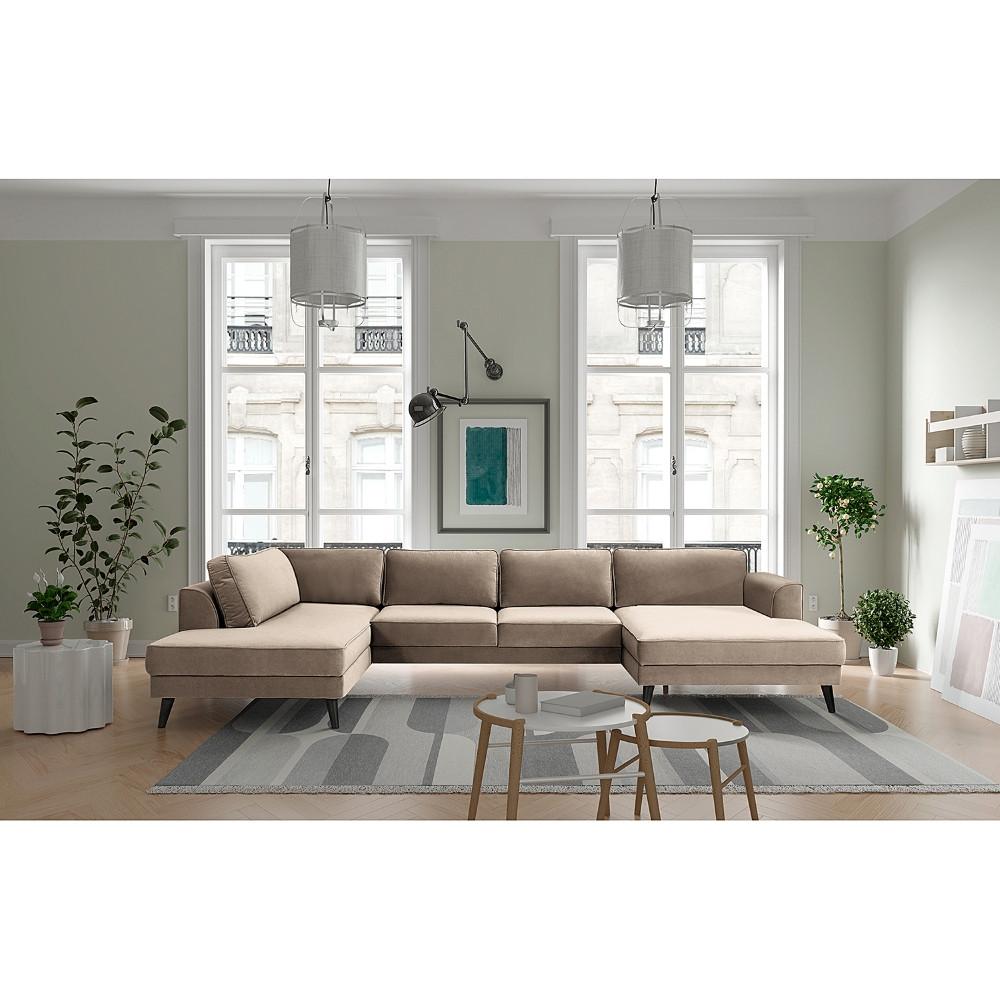 Wohnlandschaft Lumber Jack Hellgrau B: 201 cm - Wengefarben/Hellgrau, MODERN, Textil (201/85/354cm) - Trendmanufaktur