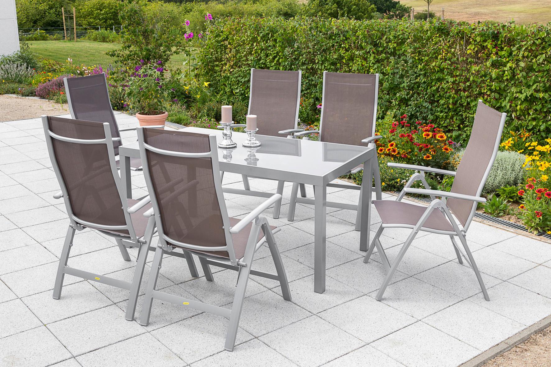 Gartenset Carrara - Taupe/Silberfarben, MODERN, Textil/Metall - Gardenson