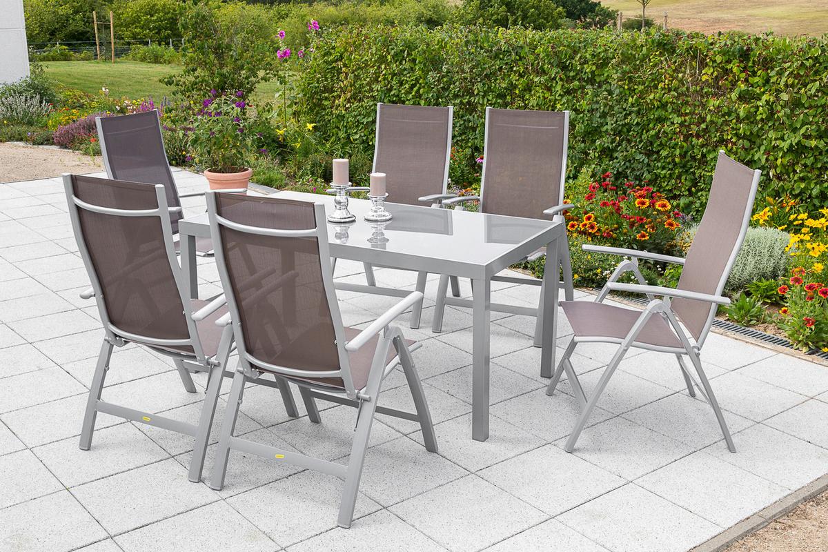Gartenset Carrara - Taupe/Silberfarben, MODERN, Textil/Metall - Gardenson