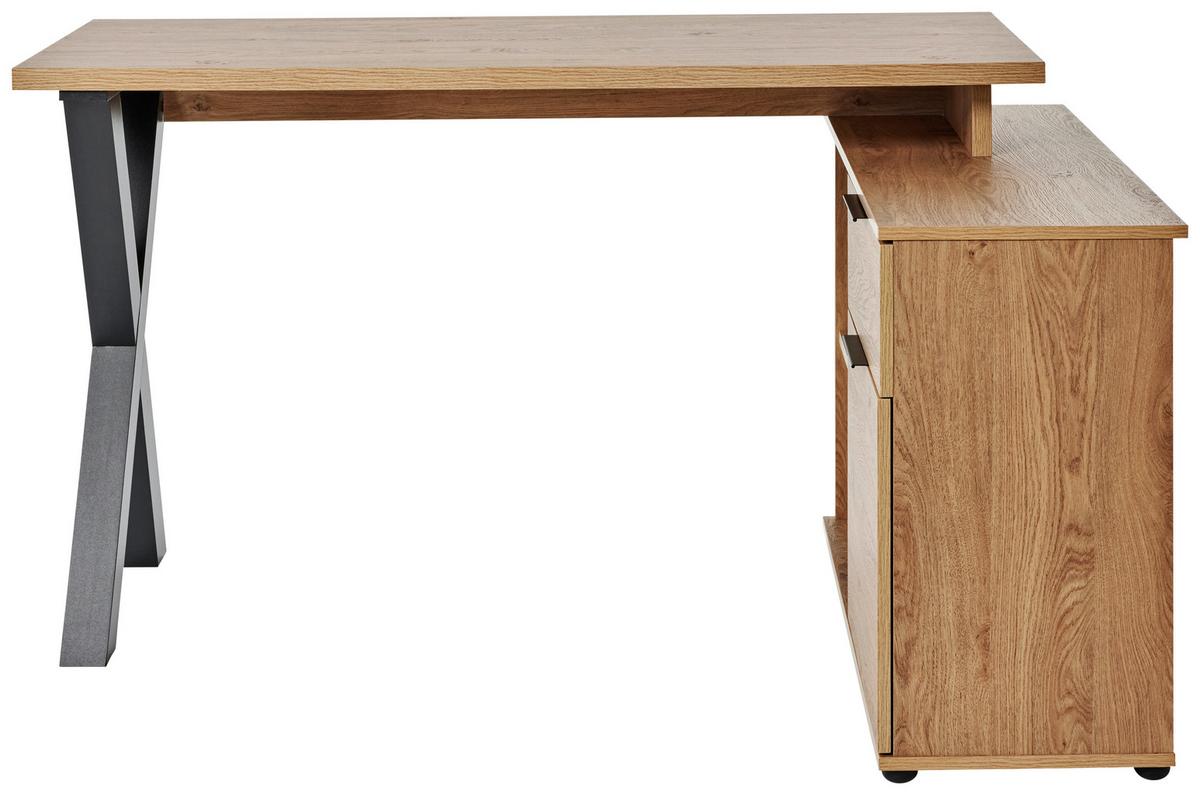 Eckschreibtisch Mit Stauraum B 140cm H 76cm Club, Eichefarbe - Eichefarben, MODERN, Holzwerkstoff (140/95/76cm) - Livetastic