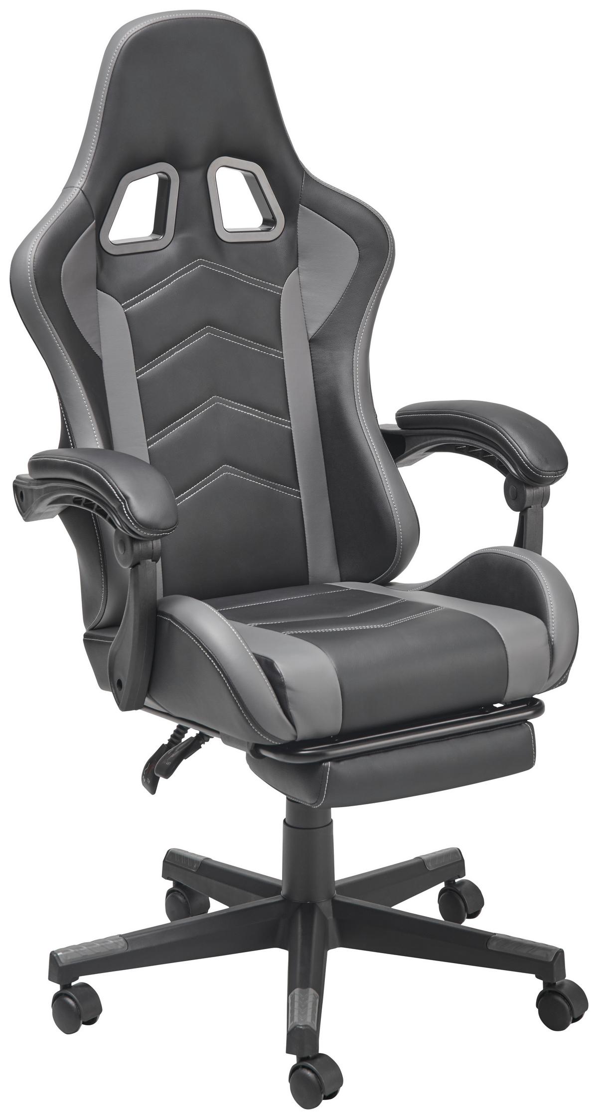 Gamingstuhl Miami - Schwarz/Grau, LIFESTYLE, Kunststoff/Textil (64/124-134/70cm) - MID.YOU