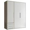 Drehtürenschrank Mit Laden 155cm Lyss Weiß/eiche Dekor - Weiß/Eiche San Remo, MODERN, Holzwerkstoff (155/194/58cm) - Livetastic