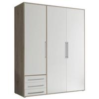 Drehtürenschrank Mit Laden 155cm Lyss Weiß/eiche Dekor - Weiß/Eiche San Remo, MODERN, Holzwerkstoff (155/194/58cm) - Livetastic