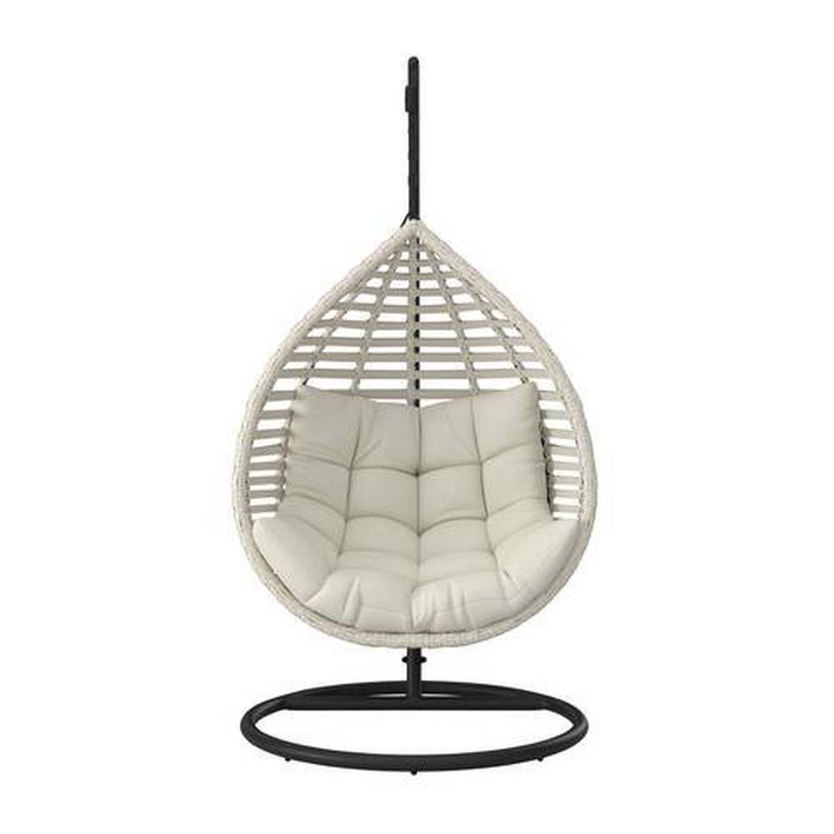 ZÁVESNÉ KRESLO NANCY - krémová/tmavosivá, Modern, kov/textil (105/196/120cm) - Bessagi Garden