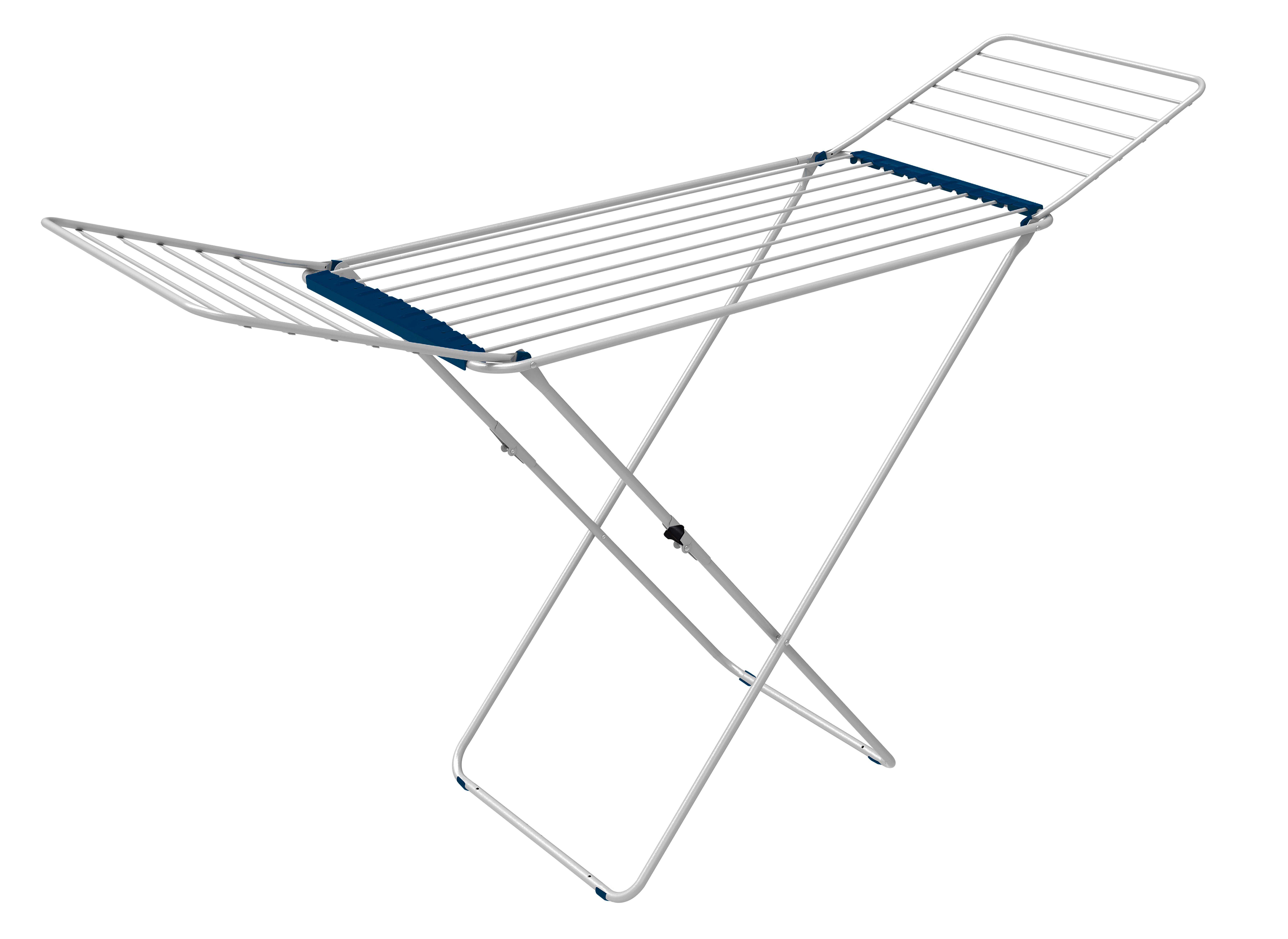 Wäscheständer Swan LBH: 178x55x106 cm, klappbar - Weiß/Dunkelblau, Basics, Kunststoff/Metall (178/55/106cm) - Homezone