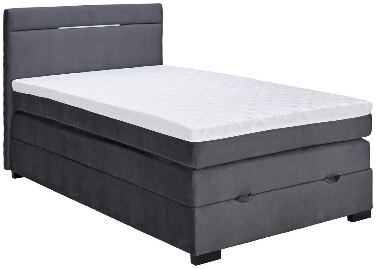 Boxspringbett mit Topper & Bettkasten 140x200 cm Tommy - Graphitfarben, MODERN, Holzwerkstoff/Textil (140/200cm)
