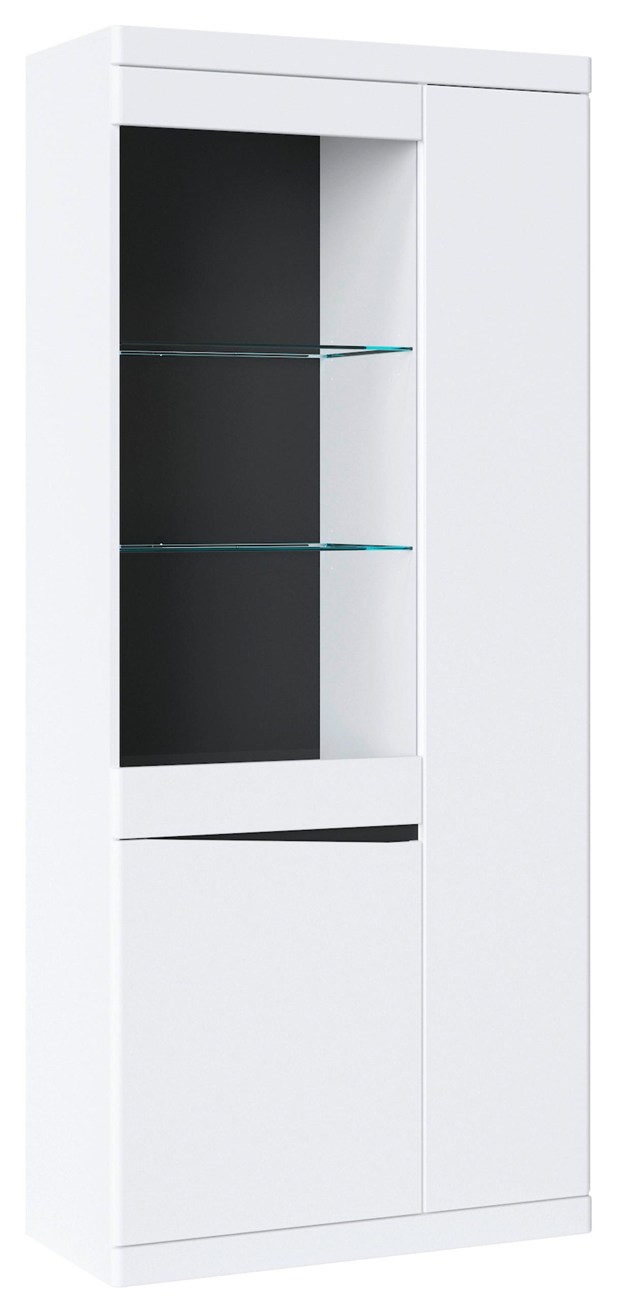 Vitrine Turino Neo Weiß B: 86 cm - Schwarz/Graphitfarben, Trend, Glas/Holzwerkstoff (86/196,5/39,9cm)