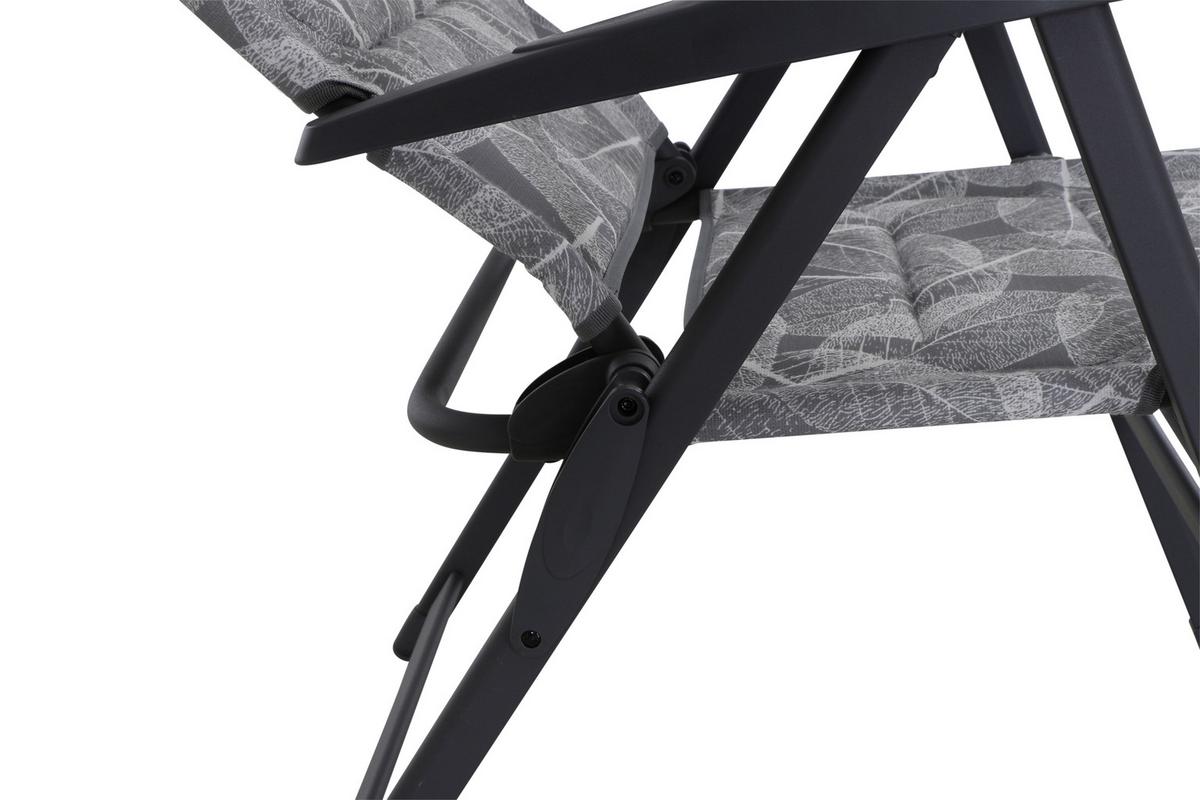Campingsessel Klappbar Mit Armlehnen + Kopfpolster - Anthrazit/Grau, KONVENTIONELL, Textil/Metall (61/121/68cm) - Siena Garden